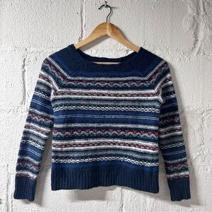 Hollister Multi Colored Striped Sweater Navy Blue Sz XS Women’s